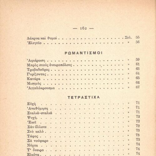 19 x 13,5 εκ. 164 σ. + 4 σ. χ.α. + 1 ένθετο, όπου στη σ. [1] κτητορική σφραγίδα CPC με